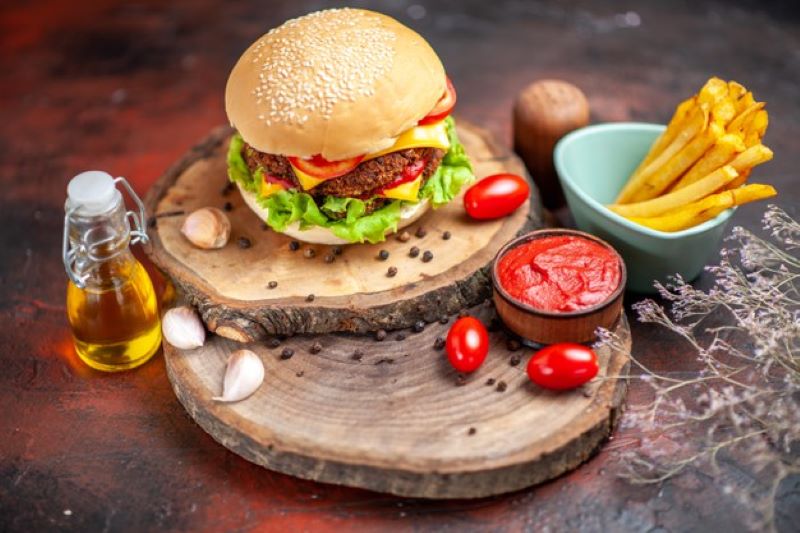 burger with french fries